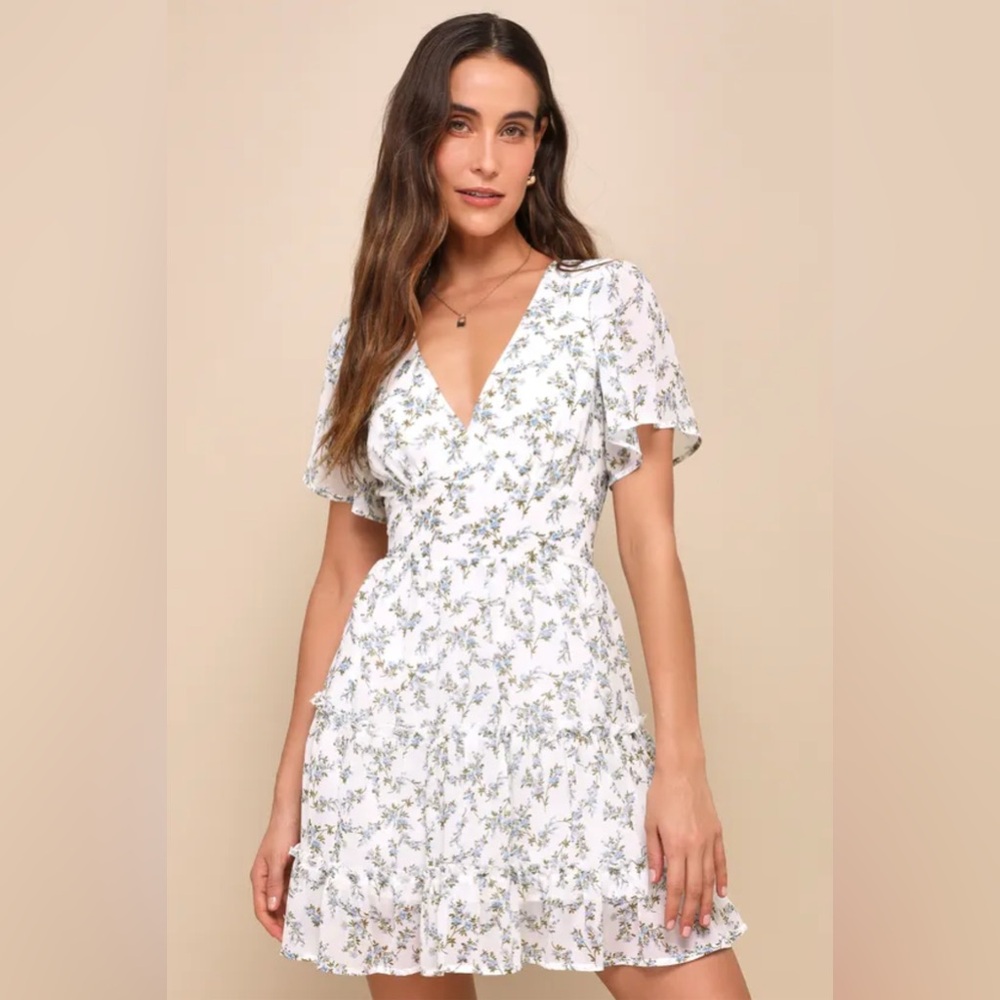 Lulu's White Flutter Sleeve Sundress